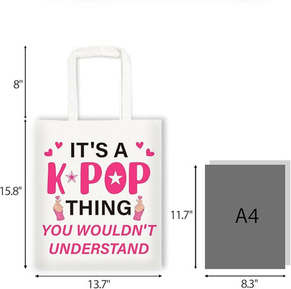 K-Pop Gift Tote Bag for Kpop Music Lover Korean Drama Canvas Tote Bag Gift for K-Pop Lover, Double-Sided Print Bags
