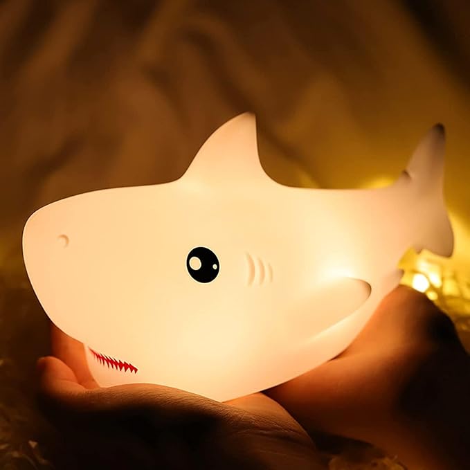 Tremdwoto Night Light for Kids, 7 Colors Shark Night Light Rechargeable Squishy Silicone LED Nightlight Lamp as Birthday Gifts for Baby Boys Children Toddlers Tween Girls Nursery