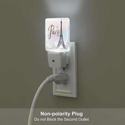 Eiffel Tower Night Lights Plug into Wall Pink Paris Night Light with Dusk to Dawn Sensor for Home Bedroom Bathroom Living Room 0.5W Sleep-Friendly