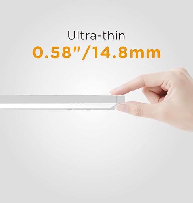 18 Inch Under Cabinet Lighting Plug in, 10W 120V 3 Color 3000K/4000K/5000K, 3 Brightness, Super Bright, Ultra Thin Under Counter Lights for Kitchen, Linkable LED Cabinet Light, White 2 Pack