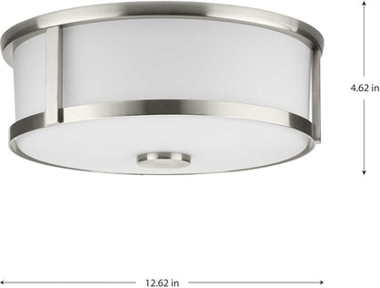 Progress Lighting P350254-009 Gilliam - 2 Light Flush Mount in New Traditional Style-4.62 Inches Tall and 12.62 Inches Wide, Finish Color: Brushed Nickel
