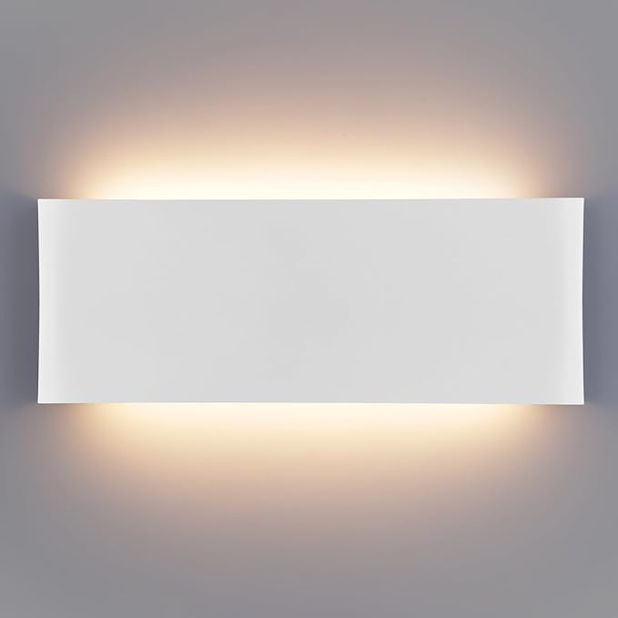 Mille Luckiole 11 Inch Hallway LED Wall Light,Dimmable 3000K-6500K 5 Color Selectable,Modern LED Sconce Wall for Stairwell,Bedroom,and Bathroom Vanity Mirror,15W White 1Pack Up and Down Led Wall Lamp