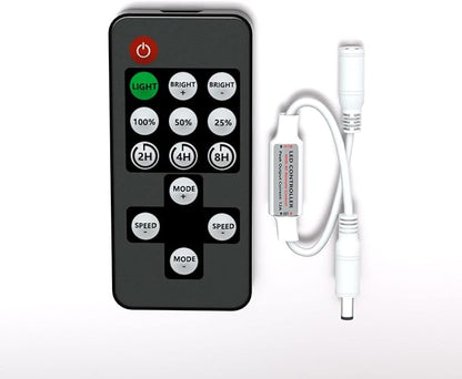 DUOFU365 LED Remote Controller, DC 5-24V Mini Wireless Remote Controller for Single Color LED Strip Lights Switch Dimmer Control with Flashing Strobe Light Features, Time Fuction