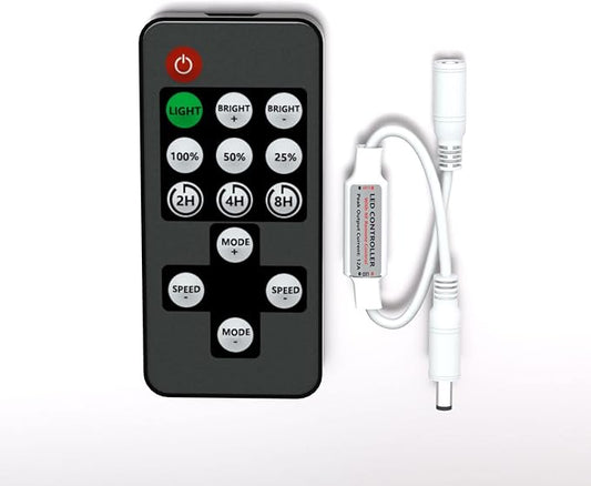 DUOFU365 LED Remote Controller, DC 5-24V Mini Wireless Remote Controller for Single Color LED Strip Lights Switch Dimmer Control with Flashing Strobe Light Features, Time Fuction