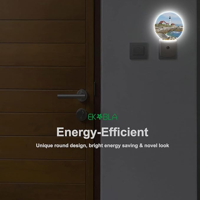 EKOBLA Lighthouse Plug-in Night Light, Coastal Seaside Lighthouse LED Nightlight for Bedroom, Living Room & Bathroom