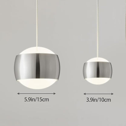Modern Chrome LED Dimmable Pendant Light fixtures,6″ Island Pendant Lighting for Kitchen Island Dinning Room,Bedroom,Bar, Kitchen Island Ceiling Hanging Light Fixtures(Chrome-1-Pack)