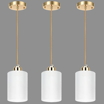 3 Pack Pendant Lights Kitchen Island, Gold Pendant Light Over Island, Modern Glass Island Lights for Kitchen,Adjustable Length, Perfect for Dining Room and Home Decor