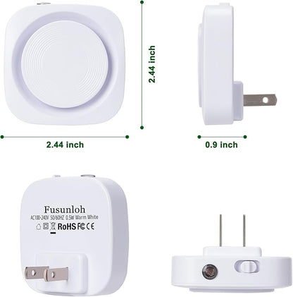 Warm White Night Lights Plug in to Wall,4 Packs Dimmable Night Light with Auto Dusk to Dawn Sensor,Soft Glow Night Light for Bathroom, Bedroom,Hallway, Stairs, Kitchen,Warm White