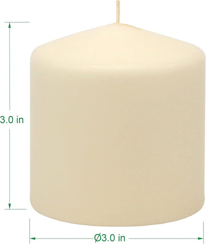 Stonebriar Unscented Pillar Candles – 18 Hour Burn Time, Long-Lasting Wax Candles for Weddings, Holidays, Home Décor & Special Events, Pack of 6, Ivory, 3" x 3"