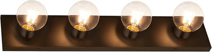 Design House Vanity Lights, 4 Linear Lights, Dimmable, Horizontal or Vertical Use, Uses (4) 60W Bulbs, for Bathroom/Makeup Vanity, Matte Black, 24.0. in. L x 4.33 in. H x 2.0 in. D, 588574-BLK