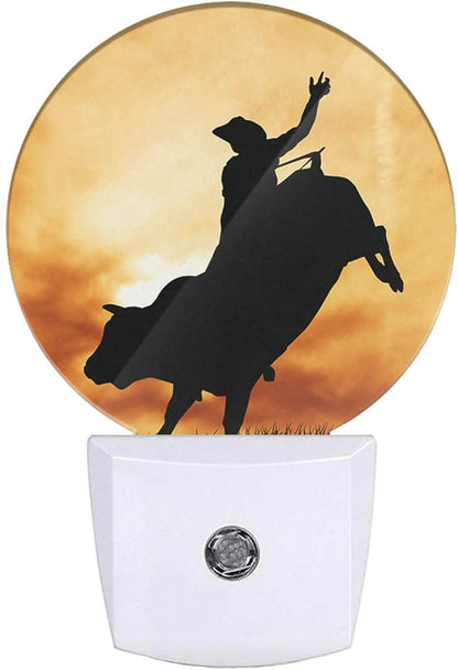 Cowboy Night Lights Wild West Cowboy on Horseback LED Night Light Plug into Wall with Dusk to Dawn Sensor for Girls Boys Women Men Room Decor, Hallway, Kitchen, Bathroom, Nursery