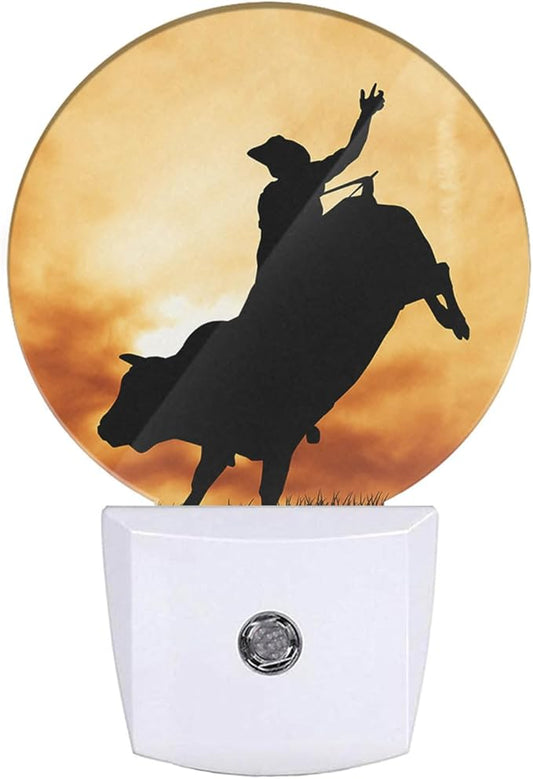 Cowboy Night Lights Wild West Cowboy on Horseback LED Night Light Plug into Wall with Dusk to Dawn Sensor for Girls Boys Women Men Room Decor, Hallway, Kitchen, Bathroom, Nursery