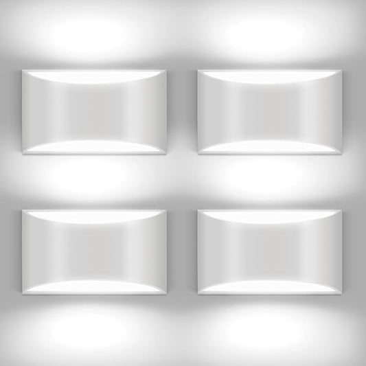 4 Pack White LED Wall Sconce Hardwired Indoor Wall Lights Up and Down Wall Mount Light for Living Room Bedroom Corridor Hallway Conservatory Cool White 6000K(with G9 Bulbs)