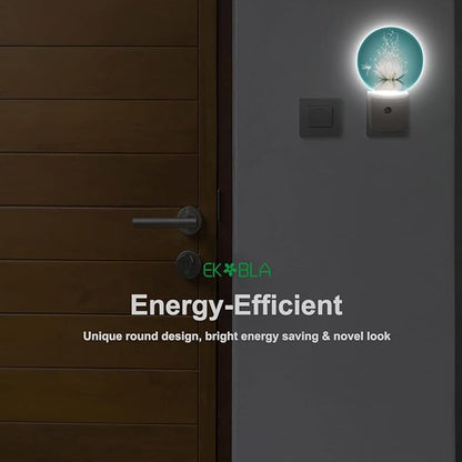 EKOBLA Lotus Plug-in Night Light, Water Lily & Dragonfly Floral LED Nightlight with Dusk to Dawn Sensor, 0.5W Sleep Friendly
