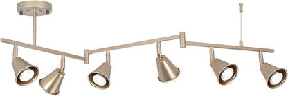 6-Light Modern Track Lighting Fixtures Ceiling, Flexible Foldable Arm and Rotatable Light Head, Champagne Gold Kitchen Track Lighting for Kitchen Islands, Dining Rooms, Bars