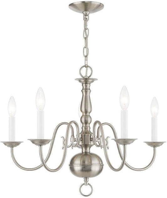 Livex Lighting 5005-91 Williamsburgh Chandelier With No Shades, 18" x 24" x 18", Brushed Nickel