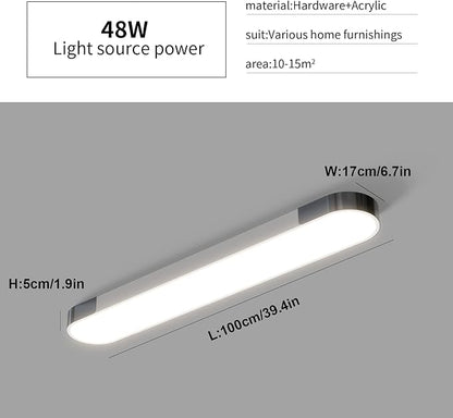 Qcyuui Dimmable LED Ceiling Light Modern Acrylic Linear LED Ceiling Lamp 39.4in Semi Flush Mount Wraparound Shape Lighting Fixture with Remote Control for Kitchen Dining Room (48W/3000-6500K)