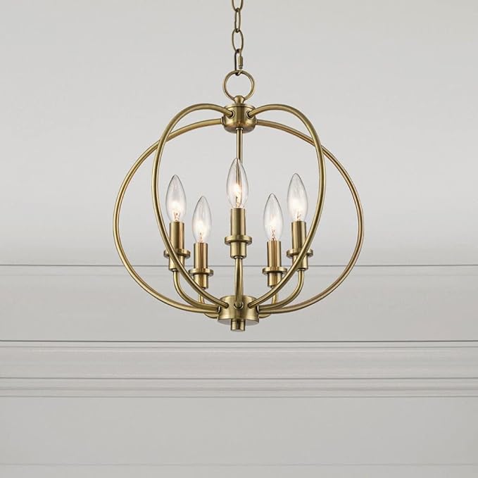 Livex Lighting 4665-91 Milania 5-Light Convertible Hanging Lantern/Ceiling Mount, Brushed Nickel