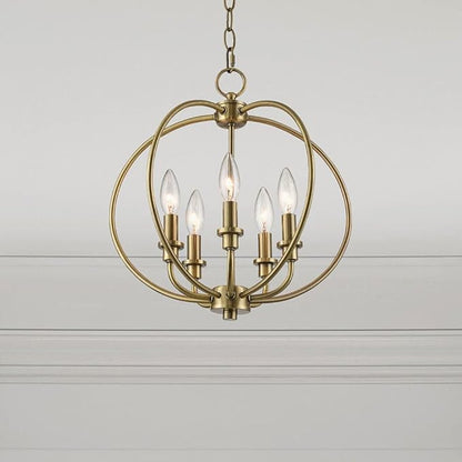 Livex Lighting 4665-91 Milania 5-Light Convertible Hanging Lantern/Ceiling Mount, Brushed Nickel