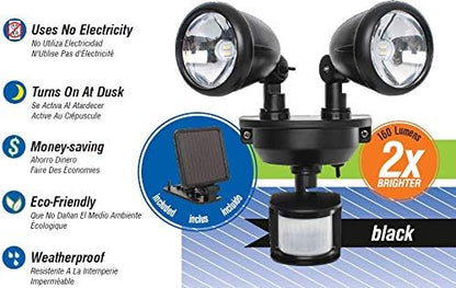 Maxsa 44215 Solar Motion Activated Dual Head Light in Black 8.50x8.00x7.50