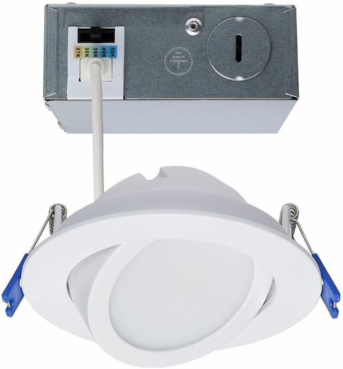 Satco CCT Selectable LED Low Profile Directional Downlight with Remote Driver, 4 Inches, White