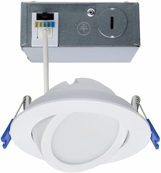 Satco CCT Selectable LED Low Profile Directional Downlight with Remote Driver, 4 Inches, White
