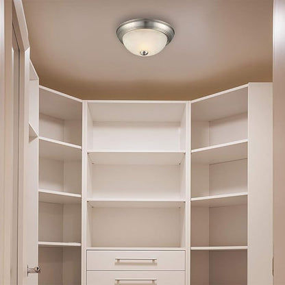 Design House 2-Pack Flush Mount Ceiling Light, 2-Light Traditional Fixture, Satin Nickel with Alabaster Glass, Dimmable, for Bedroom, Hallway, Entryway, 587527