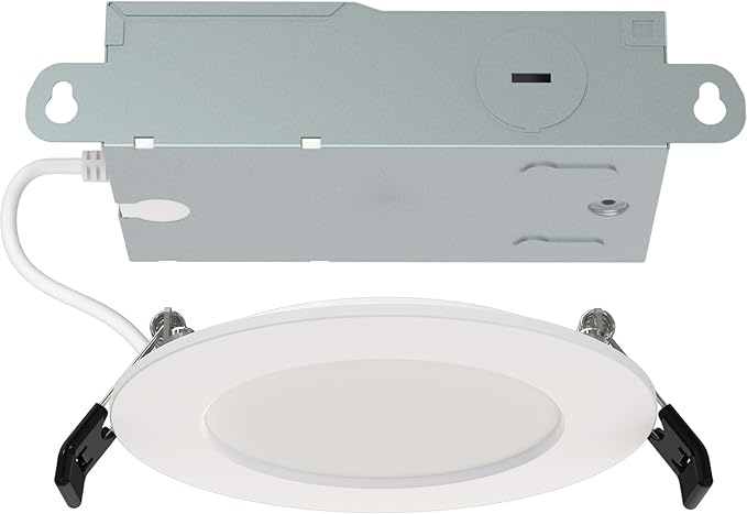 RAB Lighting WFRL-Field-Adjustable Edge-Lit LED Downlight-Canless Wafer Design-Black/White Trim-5CCT Selectable 2700K-5000K-90 CRI-Wet Rated/Dimmable for Modern Ceilings (WFR34-4/BP -12 Pack)