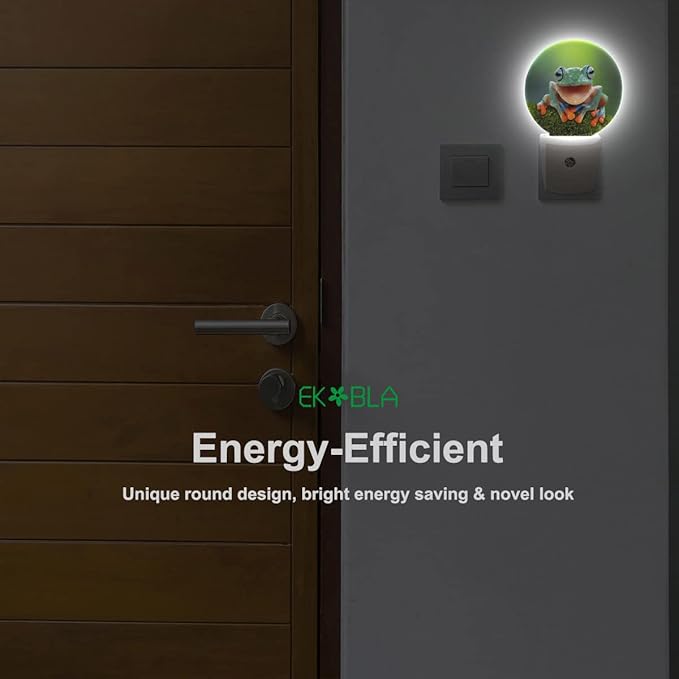 EKOBLA Frog Plug-in Night Light, Cute Green Pond Animal LED Nightlight with Auto Sensor, Dusk to Dawn Lighting for Bedroom & Bathroom