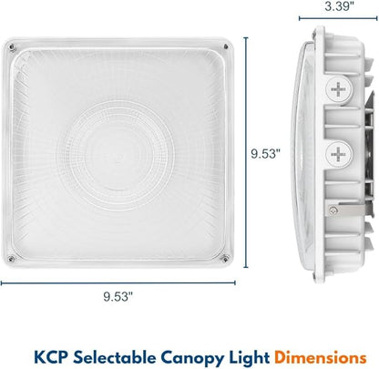 Konlite 63W/45W/30W LED Canopy Light - Selectable - 5000K/4000K - 9,360LM - Dimmable - 120-277V - 250W Equal, Residential & Commercial Indoor & Outdoor Light Fixture, UL, White