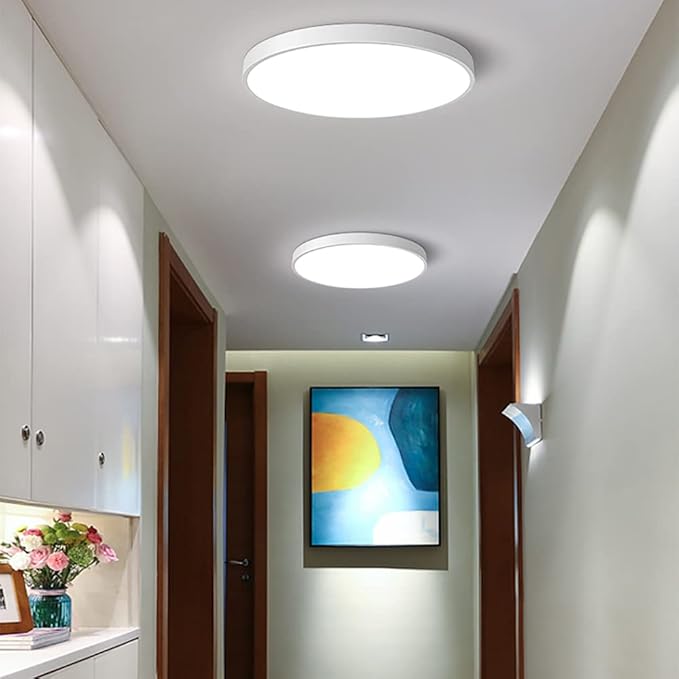 LED Ceiling Light Fixture,20 Inch Modern Round Recessed Ceiling Lights, Dimmable Light,White 36W Close to Ceiling Lighting Flush Mount Living Room Bedroom,3000K-6000K
