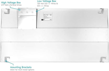 2x4 FT Center Basket LED Troffer Panel Light, 40/50/60W, 3 Color Options 3000K | 4000K | 5000K, Dimmable Drop Ceiling Lights, 5000/6250/7500 Lumens, Damp Rated, 120-277V, DLC Premium (4 Pack)