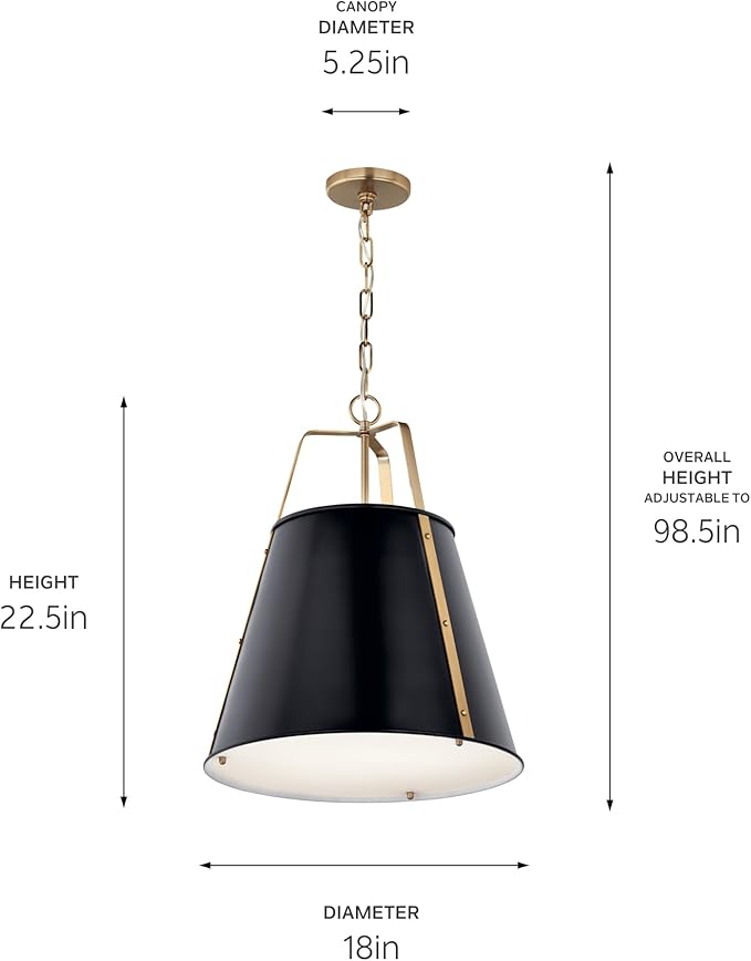 Kichler Etcher 2-Light Pendant Light Fixture, Kitchen Island Hanging Light with Etched Painted White Glass Diffuser in Black and Champagne Bronze (22.5" x 18"), 52711BK