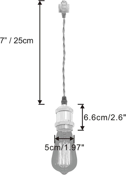 Kiven H-Type Track Light Pendants, 10 Inch Cord Length Black Weave Rope, 3 Pack Restaurant Chandelier Decorative Pendant Light Industrial Pendant Lamp,Bulb Not Included（Chrome）