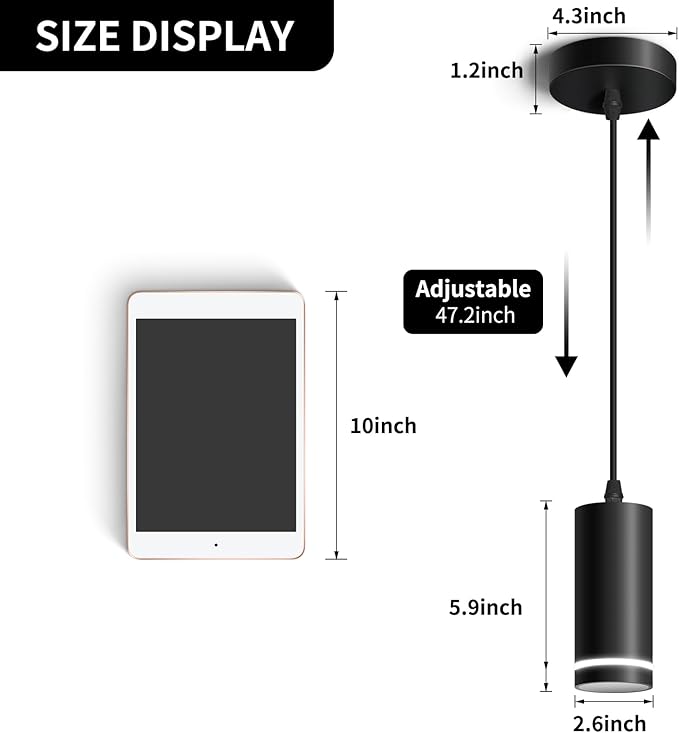 OKELI Mini Pendant Light, Black Modern Pendant Light Fixtures, LED Pendant Lighting for Kitchen Island, COB Lamp Bead, ETL,12W(3 Pack)