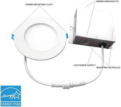 Euri Lighting DLC6S-2050e Ultra-Slim Dimmable 6" Circlular Downlight, 12W (100W Equal), 900lm, 5000K (Cool White), IC Rated, No Housing Required, E-Star & ETL Listed