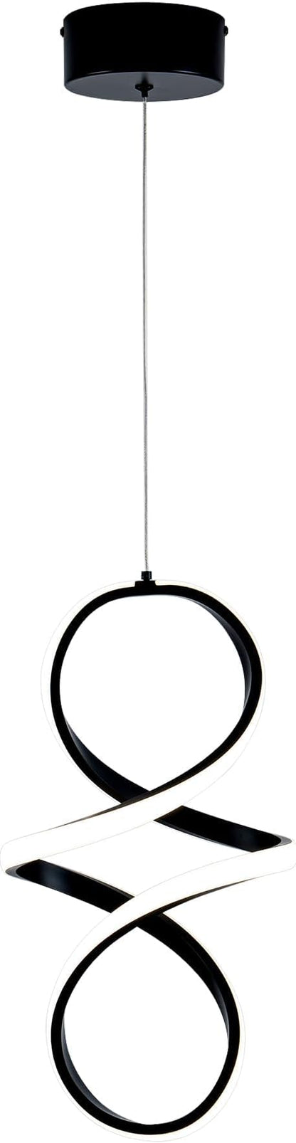 MAYNA Spiral Led Pendant Light Fixture,18W Modern Led Chandelier, 4000K Adjustable Height Hanging Light Fixture for Kitchen Living Room Bedroom Cafe Table, 1 Pack (Black)
