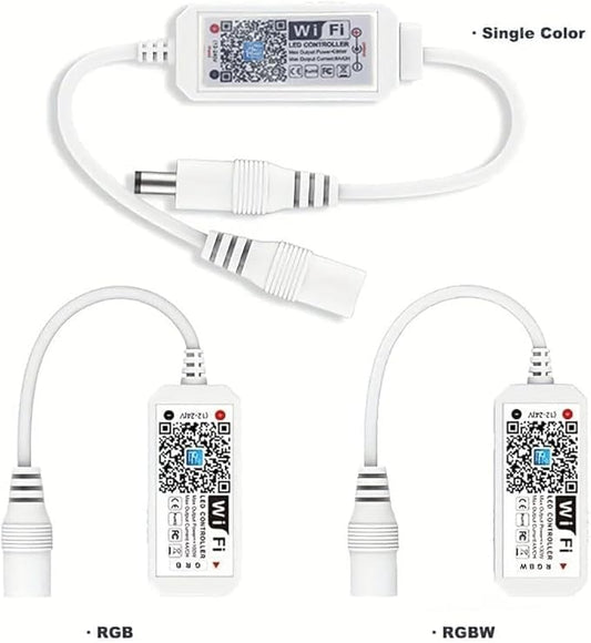 LED Smart WiFi Controller, Single Color LED Strip Lights WiFi Controller Compatible with Android iOS, 12-24V 96W LED Strip Light Remote Controller Support Voice Control