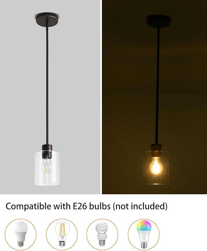 Brown and Gold Pendant Lights Kitchen Island - Clear Glass Pendant Light Fixture Multiple Stems Rods 3 Units 12 Inch 3 Units 4 Inch (2 Pack Brown and Gold Downrod)