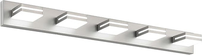 SineRise LED Modern Bathroom Vanity Light Fixtures (5-Light, 40-Inch, Dimmable), Brushed Nickel Modern Acrylic Bathroom Wall Lighting Fixtures Over Mirror (Cool White 6000K)