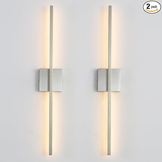 Wall Sconces Set of Two 28'', LED Dimmable Sconces Wall Lighting, Brushed Gold Modern Wall Sconce Light for Bathroom, Living Room, Bedroom, Hardwired 3000K