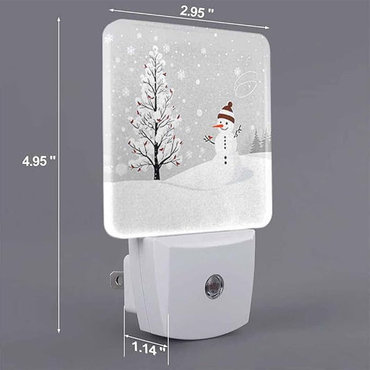 Christmas Card Design LED Night Lights Plug into Wall with Winter Tree and Bullfinches 0.5W Plug in Night Light, Dusk to Dawn, Bright Nightlight Auto On/Off, for Room Bedroom Bathroom