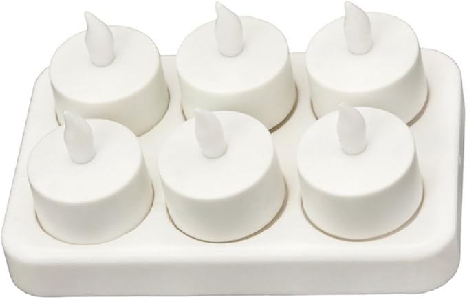 CD-RC-6ST-A Rechargeable LED Electric Candles, Flameless Flickering Tea Lights, Set of 6, Amber Color