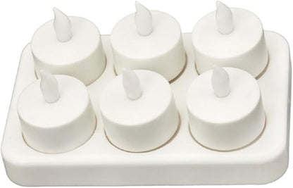CD-RC-6ST-A Rechargeable LED Electric Candles, Flameless Flickering Tea Lights, Set of 6, Amber Color