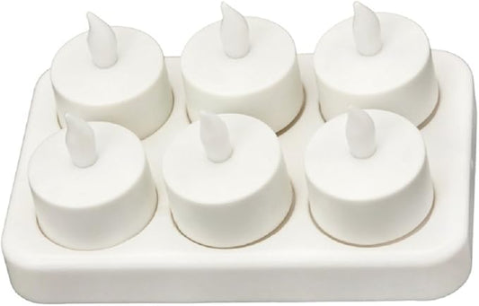CD-RC-6ST-A Rechargeable LED Electric Candles, Flameless Flickering Tea Lights, Set of 6, Amber Color