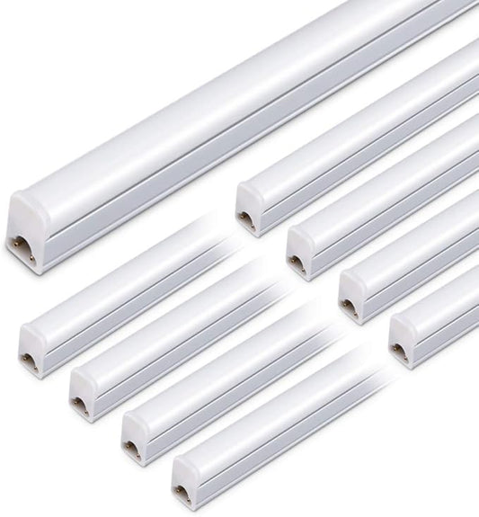 (8 Pack LED T5 3FT Tube Light Fixture, 15W, 1800lm, 6500K, 3 Foot Linkable LED Shop Light Tube, Ceiling, Workshop, Corded Electric with Built-in ON/Off Switch