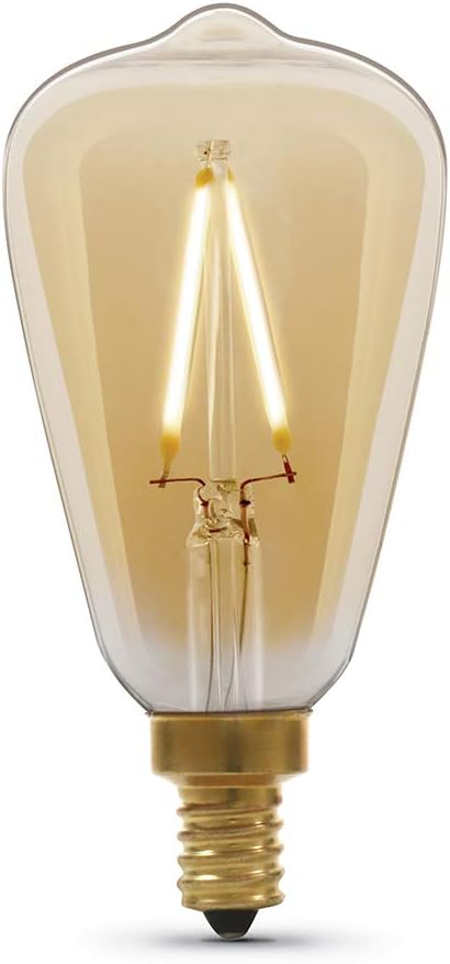 Feit Electric Vintage Exposed Filament Amber Glass LED ST15 with a Candelabra E12 Base Light Bulb - 25W Equivalent - 10 Year Life - 200 Lumen - 2100K Soft White - Dimmable | Original Vintage