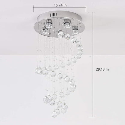 K9 Crystal Chandelier, Flush Mount Ceiling Light, Modern LED Light Fixture, Dining Room Bedroom Kitchen Entryway Foyer Light of 5 Lights, Spiral Shape, 29in High