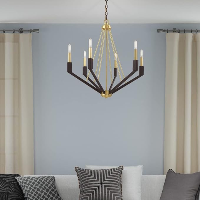 Livex Lighting 6 Lt Brushed Nickel & Black Chandelier