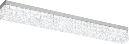 ykolupty L48 Rectangular Chandelier Flush Mount Rectangle Chandelier Modern K9 Crystal Chandeliers Light Fixture for Dining Room Bedroom Bar Silver Crystal Ceiling Lights